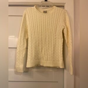 L.L. Bean women's cream cable-knit sweater size M